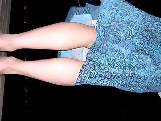 On my skirt and slips by the windy beach part 1