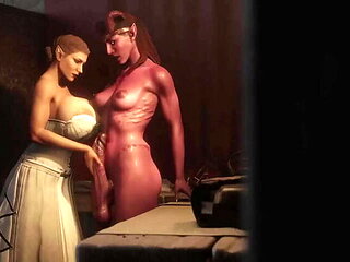 Sexy 3D MILF Tutors Shy Demon on Passionate Lovemaking - Animated Futa-on-Female