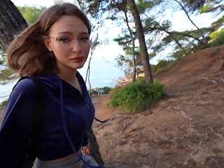 POV: I can&rsquo_t wait until home! I want you to fuck me right here! Risky public sex in woods
