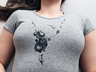 Hot Cumshot On My New Gray T-shirt!