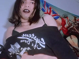 Carlezinha Female slut, refined naked masturbating his throbbing cock with both little hands