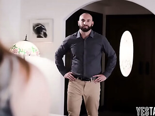 Big ass petite step niece gets her hairy teen pussy pounded by big dick step uncle