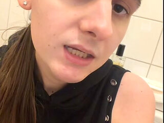 caged sissy slut ride big dildo in public toilet jessie sissy adventures