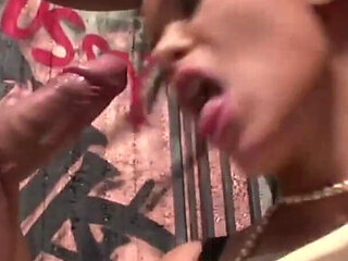 Horny bitches blowing many dicks