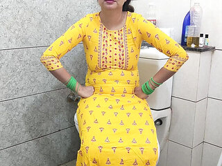 Indian stepmom fucks step son in bathroom dirty talk Hindi audio
