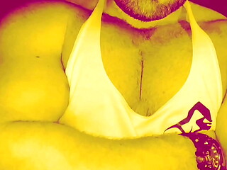 Muscle flexing after gym in the carpark