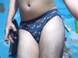 Horny Indian Femboy Wearing His Step Sister's Bra and Panties