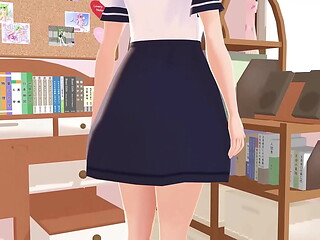 Mia Anime school girl gravure in her rooms.A sailor school uniform