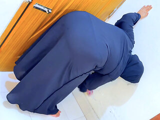 Arab Sexy Muslim Maid Stuck Under Bed When She was cleaning boss's room! then she want anal fuck & open her pussy & big ass