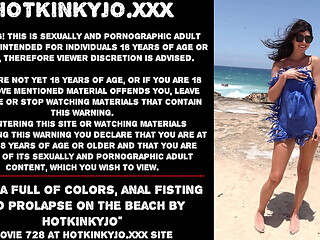 Enema full of colors, anal fisting and prolapse on the beach by Hotkinkyjo