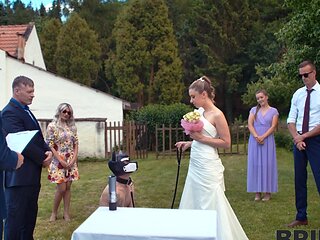 Andrea and her husband fucked outdoors in sexy lingerie and stockings