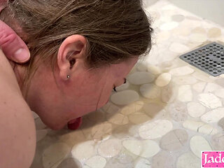 Peeing on my personal slave - Made to drink piss from floor