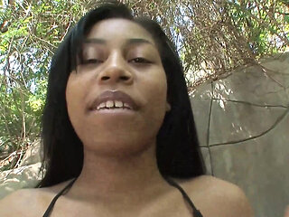 Ebony teen loves getting filled up with cock