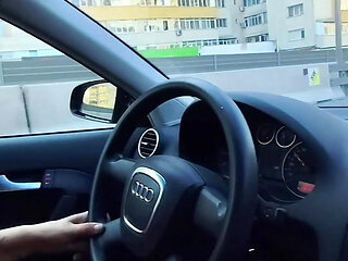 5 Minutes in Traffic! She Couldn't Wait Any Longer