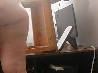 Sexy Brunette Doing Naked Chores Around the House. Amateur Wife Masturbates with Her Fingers in Her Pussy.