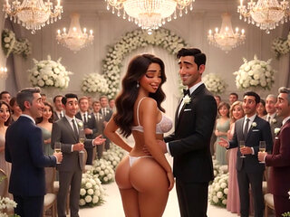 Cuckold Husband Lets All Guests Touch His Bride on All Fours at Wedding Reception (AI generated)