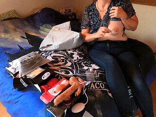 Amateur MILF Wife Unboxing Fan's Naughty Surprise Toy - Close Up Solo Vibrator Action