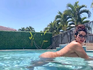 Erotic, outdoors, wet white shirt