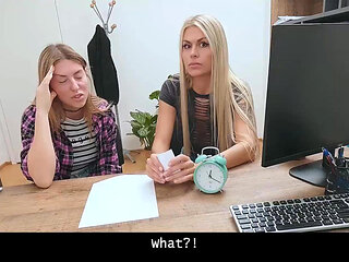 Russian cuckqueen watches how her wife gets fucked in office