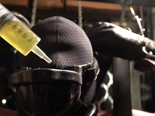 Male Slave Suspension and Cum Feeding with Piss Chaser