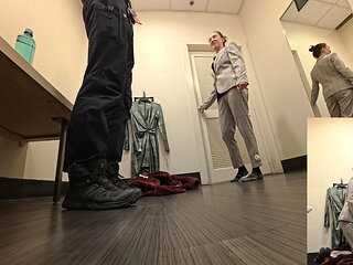 Shopping Day. Manager Girl R.sky Blowjob in Fitting Room with 8 Inch Dick. Cum in Mouth