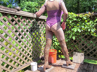 Gigantic Fake Tits Jon Scarecrow BTS Photoshoot Jackoff Cum Shot Finish