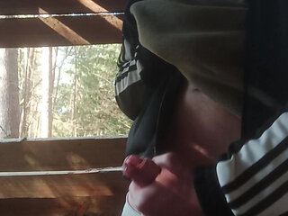 Wild jerking off & pissing in the forest