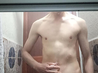Stepson takes a shower at his stepmother's house.