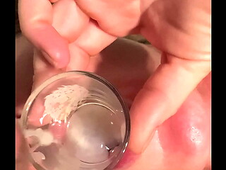 Sperm Collecting , swallow cum load from shotglass gagging