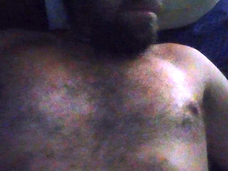 Smoking playing with chest hair
