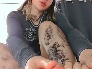 Hardcore toying close up