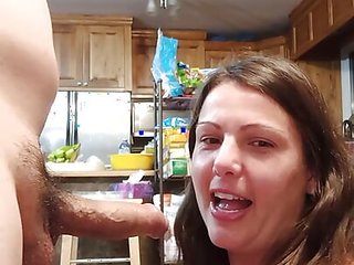 Wife tried new flavored lube on cock blowjob