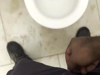 Security Guard on the Shopping Bathroom Pissing and Looking for Fun