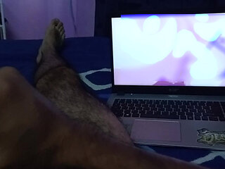 The shy otaku boy masturbates after school to hentai and cums hard