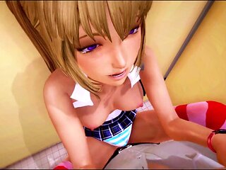 Hot blonde gets her backdoor action while playing a game and enjoys a vaginal creampie