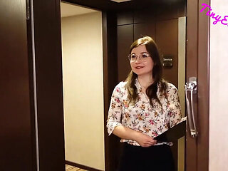 Hotel Guest Surprise Creampie - TinyEmily Shocked in Leather & Stockings