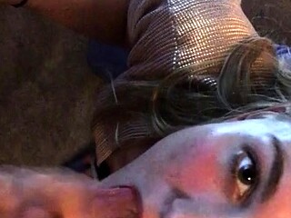 Erotic amateur girl giving blowjob and titjob in POV