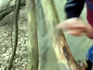 Quick Cumshot on the Picnic Tent in a Forest