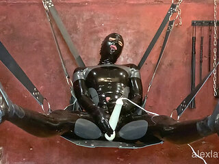 Vibrator play in the sex swing, Trailer - Alex Latex