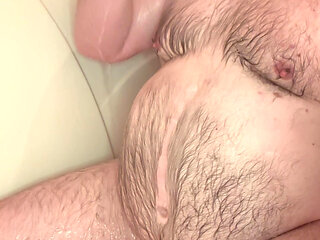 Chubby Hairy Daddy first time dildo blowjob attempt