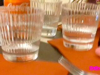 Nyllady Dangling in a Pizzeria