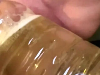 Desperate Pee Fetish: Pepper's Tight Pussy Squirts & Pisses in Bottle Orgasm
