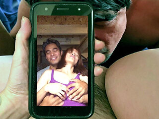 Watching Myself on Phone While He Eats My Cake