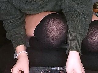 Amateur double penetration blonde slut in stockings