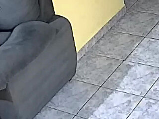 Security Camera Hot and Real Quickie in the Living Room!