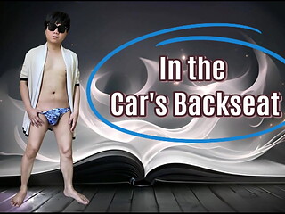 A young guy suck his matured man friend at the backseat of the car and swallowed his cum