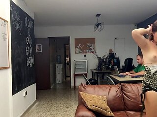 Naughty friends get it on in my office