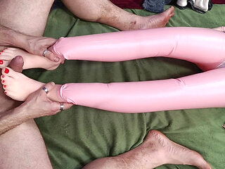 Footjob with Red Nails
