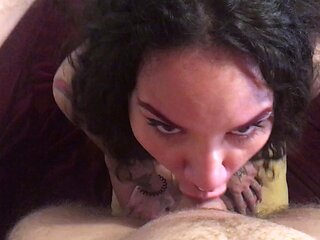 Mature brunette amateur giving a great POV blowjob