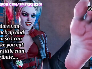 Femdom Hentai JOI: Worship Harley Quinn'_s Feet and be CUCKED